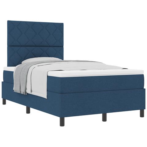 Letto con Rete a Molla con Materasso Blu 120x200 cm Tessuto - Foto 1