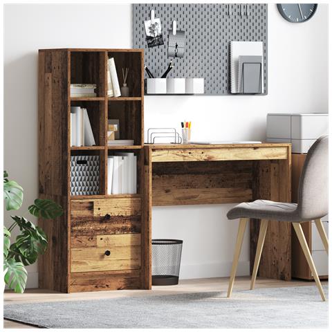 Scrivania con Stoccaggio Legno Vecchio Legno Ingegnerizzato - Foto 2