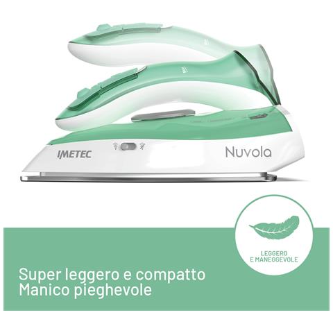 Nuvola, Ferro da Stiro da Viaggio a Vapore, Piastra in Acciaio Inox, 1000 W, Manico pieghevole, Custodia da Viaggio, Doppio Voltaggio - Foto 2