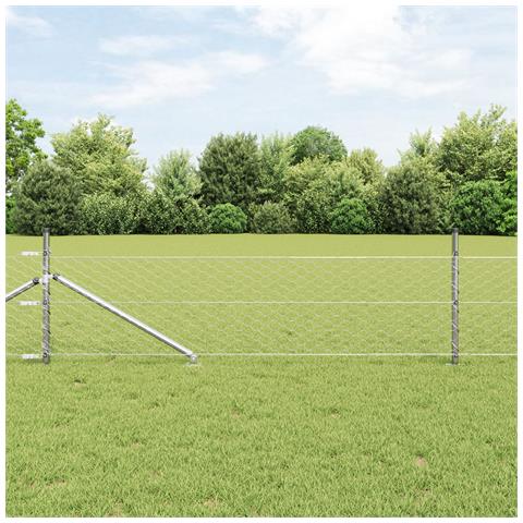 Recinzione a esagono  0,8x10 m in acciaio zincato, Pali di recinzione  con picchetti 7 pz Ø32 mm 100 cm in acciaio zincato - Foto 2