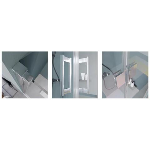Box Doccia Angolare 70x80 Cm Porta A Soffietto + Fisso H200 Cm Cristallo 6 Mm Profilo Cromato Zaira - Foto 5