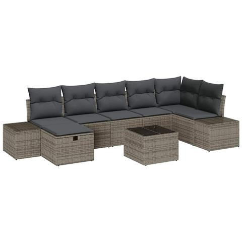 Set Divano da Giardino 8 pcs Grigio 55 x 62 x 69 cm Poly Rattan - Foto 1