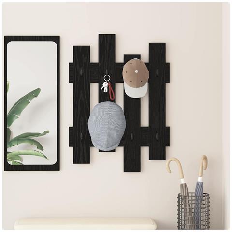 Appendiabiti a muro Rovere nero 60 x 3 x 82 cm - Foto 2