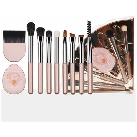 Set Di Pennelli Da Trucco Portatile - Kit Da Viaggio Pieghevole Da 10 Pezzi Con Setole Sintetiche Morbide - Foto 1