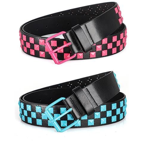 Cintura Da Donna Alla Moda Con Perline Quadrate Colorate In Pelle Pu - 110 Cm Blue - Foto 4