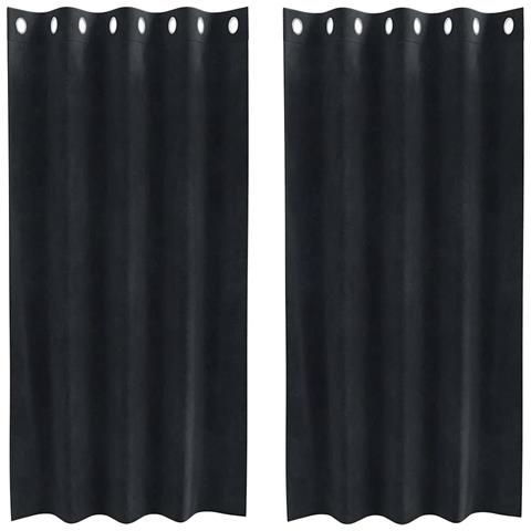 Tende con tende 2 pcs Nero 140 x 175 cm Velluto - Foto 1