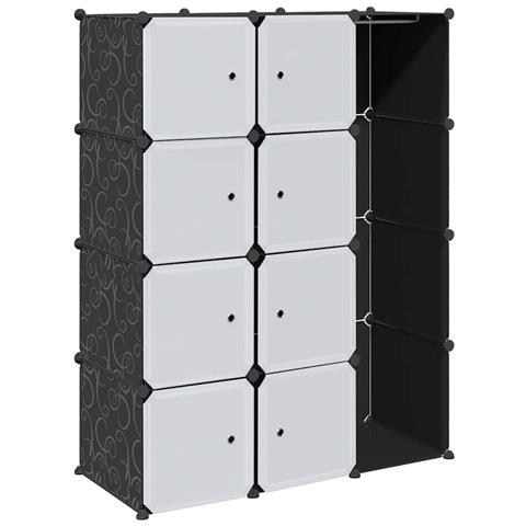Armadio Modulare Con 9 Scomparti 109x36,5x143 Cm Nero E Bianco - Foto 1