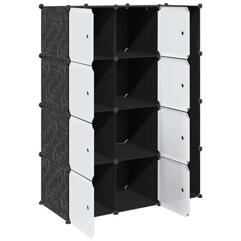Armadio Modulare Con 9 Scomparti 109x36,5x143 Cm Nero E Bianco - Foto 2