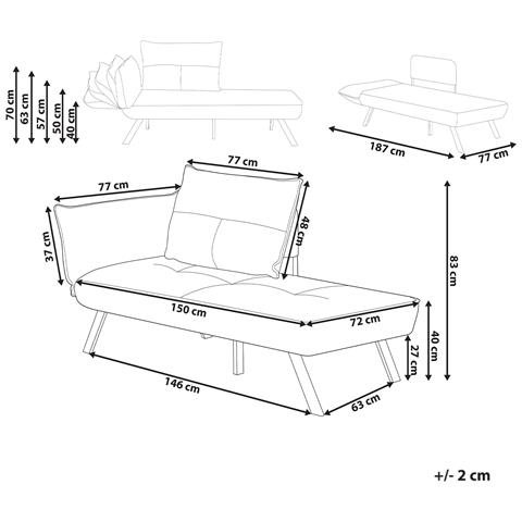 Chaise Longue Versione Sinistra Rocamadour Tessuto Marrone - Foto 7