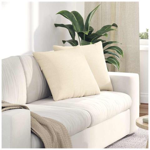 Cuscini da Divano 2 pcs Crema 50 x 50 cm Tessuto in Cords - Foto 2