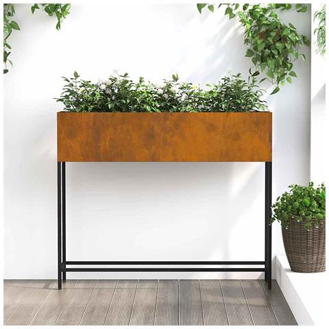 Vaso da Giardino Rialzato Ruggine 100 x 26 x 82 cm Acciaio - Foto 2