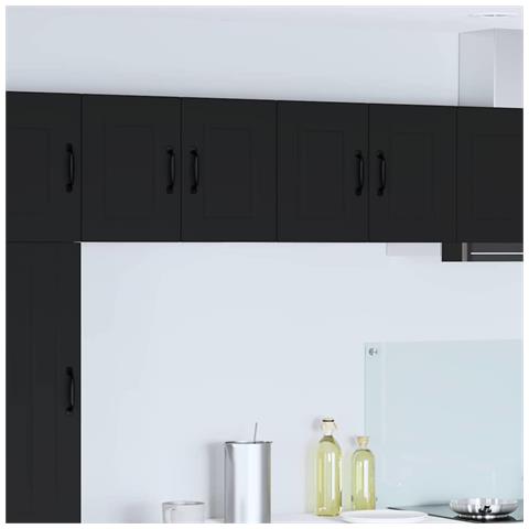 Pensile cucina con porta Nero 60 x 31 x 40 cm Legno multistrato - Foto 2