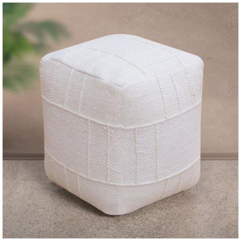 Orson - Pouf In Lana Avorio Con Decoro 40 X 40 - Foto 1