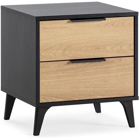 Comodino Kalma 2 Cassetti Color Nero /rovere - Foto 1