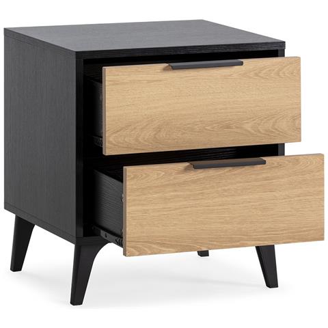 Comodino Kalma 2 Cassetti Color Nero /rovere - Foto 2
