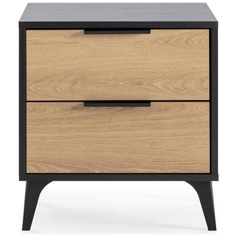 Comodino Kalma 2 Cassetti Color Nero /rovere - Foto 4