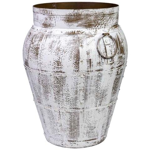 Vaso In Metallo Invecchiato Bianco 45x45x60h Cm - Foto 1