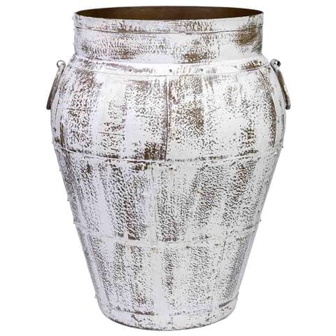 Vaso In Metallo Invecchiato Bianco 45x45x60h Cm - Foto 2