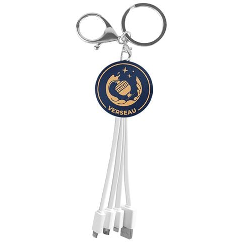 Cavo Usb 3 In 1 Micro-usb / Usb-c / Lightning Design Portachiavi Astrologia Acquario, Bianco - Foto 1
