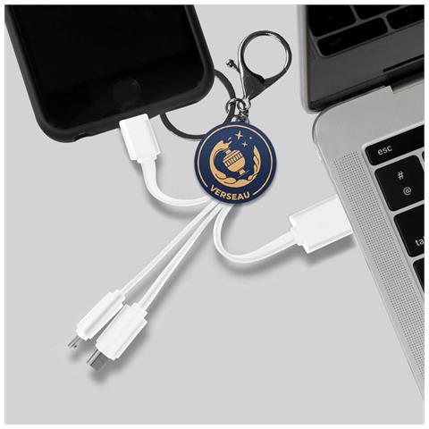 Cavo Usb 3 In 1 Micro-usb / Usb-c / Lightning Design Portachiavi Astrologia Acquario, Bianco - Foto 5