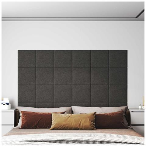 Testiera da Parete 12 pcs Grigio scuro 30 x 30 cm Tessuto - Foto 2