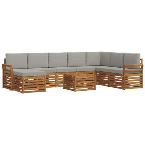 Set divani con cuscino 9 pcs Grigio Naturale e Chiaro - Foto 1