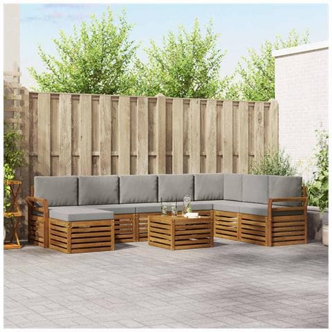 Set divani con cuscino 9 pcs Grigio Naturale e Chiaro - Foto 2