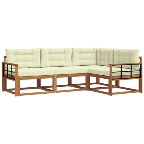Set di divani da esterno con cuscino 4 pcs Naturale e Crema - Foto 1