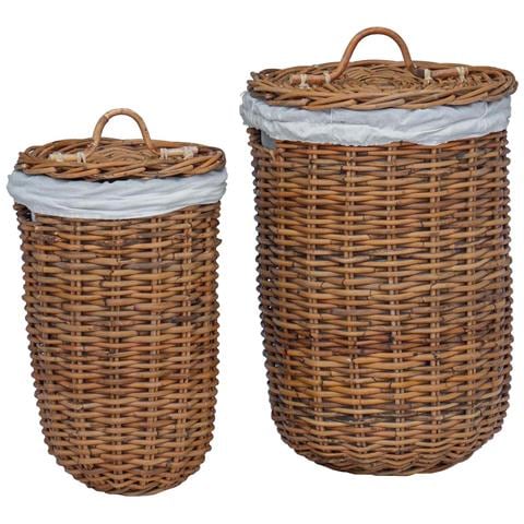 Cesto per Lavanderia 2 pcs Marrone Rattan Kubu - Foto 1