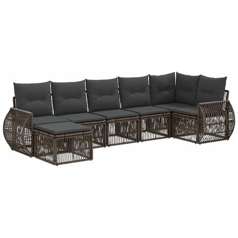 Set Divano da Giardino 7 pcs Grigio e Grigio Scuro polyrattan - Foto 1