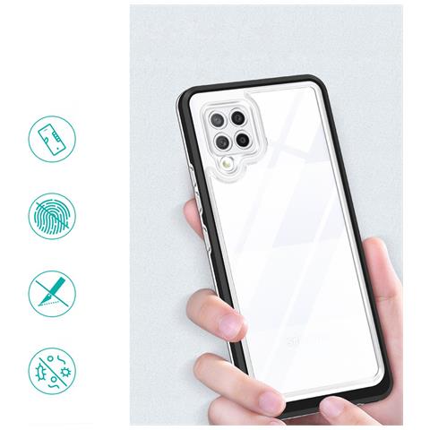 Custodia Trasparente 3in1 Per Samsung Galaxy A42 5g Frame Gel Nera - Foto 2