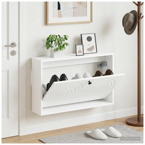 Mobiletto per Scarpe da Muro ALKMAAR 71 x 17 x 43 cm Bianco - Foto 2
