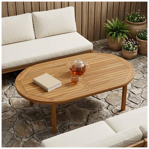 Piano del tavolo Ovale Legno di teak solido Naturale - Foto 2
