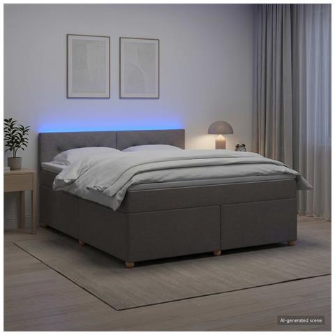 Letto box spring con materasso Tortora 140 x 200 cm Tessuto - Foto 2