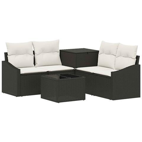 Set di divani 6 pz Nero e Bianco Crema - Foto 1