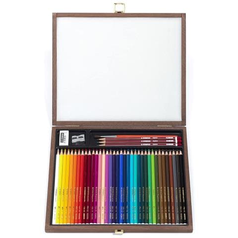aquacolor - Matita colorata acquarellabile - Cassetta in Legno - Cofanetto Regalo con 36 Colori, 3 Matite HB, 1 Gomma, 1 Temperino, 1 Pennello - Foto 1