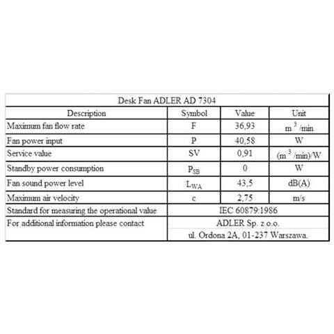 Ad7304 Ventilatore Da Tavolo, Silenzioso, Diametro Esterno 40cm, 3 Velocità, Oscillante 90w Bianco - Foto 15