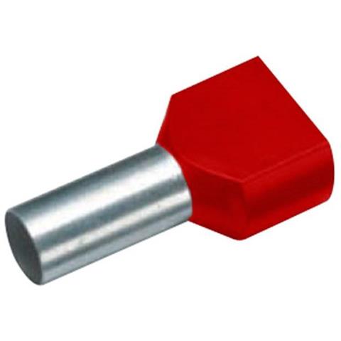 Capocorda Doppio 2 X 1.50 Mm² X 8 Mm Parzialmente Isolato Rosso 100 Pz. - Foto 1