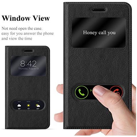 Custodia Compatibile Con Nokia 6 2017 In Nero Cometa - Coperchio Protettivo Con Chiusura Magnetica, Funzione Stand E 2 Finestre Di Visualizzazione - Foto 2