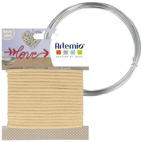 Filato Per Maglieria Vaniglia 5 Mm X 5 M + Filo Di Alluminio - Foto 1