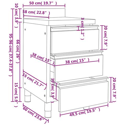 Mobiletti Da Cucina Commerciale 3 Pz In Acciaio Inossidabile - Foto 2