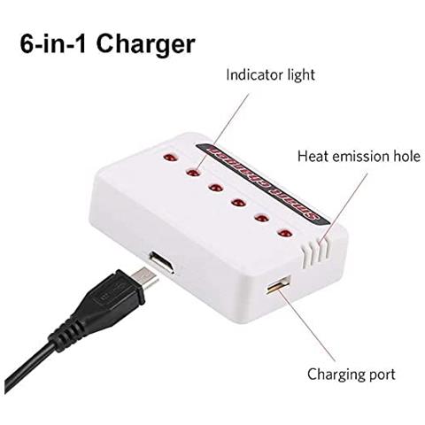 6 In 1 Usb Caricabatterie Litio Batteria Caricabatterie Universal Per Hubsan H107d Syma X5c Accessori Aerei Rc Elicottero Quadcopter - Foto 2