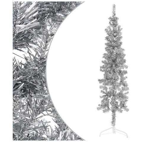 Albero Natale Artificiale Sottile A Metà Supporto Argento 180cm - Foto 1