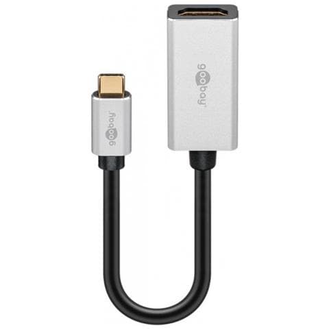 Goobay 60194 Cavo E Adattatore Video 0,15 M Usb Tipo-c Hdmi Nero, Argento - Foto 1