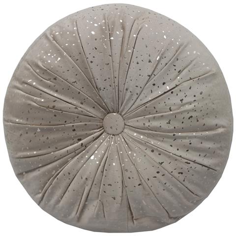 Cuscino Arredo Imbottito Effetto Velluto Rotondo A Pieghe Plissettato Con Lurex 38x38 Beige - Foto 1