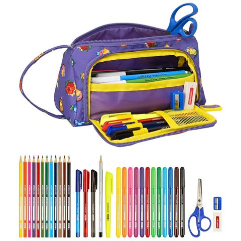 Astuccio Per La Scuola Con Accessori Superthings Guardians Of Kazoom Viola Giallo (32 Pezzi) - Foto 4