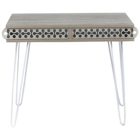 Scrivania Illia Piedi In Metallo Bianco E Piano Rovere 96x51x75 Hmt190642 - Foto 1