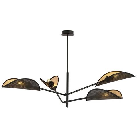 Lampada A Soffitto Vene - Nero, Oro - Acciaio Verniciato A Polvere, Tessuto - 102x51x102 Cm - Foto 1