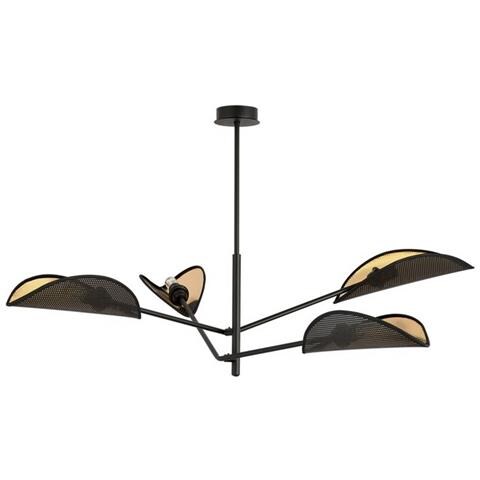 Lampada A Soffitto Vene - Nero, Oro - Acciaio Verniciato A Polvere, Tessuto - 102x51x102 Cm - Foto 2