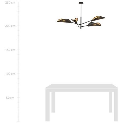 Lampada A Soffitto Vene - Nero, Oro - Acciaio Verniciato A Polvere, Tessuto - 102x51x102 Cm - Foto 8